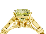 Yellow gold Fancy Yellow Princess  Cut Diamond with Milgrain Marquise and Bezel Accents on a Solitaire Band with Prong Setting_4