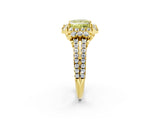 Yellow gold Fancy Yellow Princess  Cut Double Halo Diamond Engagement Ring with Pave Band and Four-Prong Setting_43