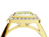 Yellow gold Fancy Yellow Princess Cut Halo Bezel Diamond Pave Band Ring_4