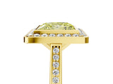 Yellow gold Fancy Yellow Princess Cut Halo Bezel Diamond Pave Band Ring_5