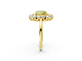 Yellow gold Fancy Yellow Princess Cut Halo Cluster Diamond Ring with Pave Band and Four-Prong Setting_14