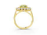 Yellow gold Fancy Yellow Princess Cut Halo Cluster Diamond Ring with Pave Band and Four-Prong Setting_15