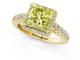 Yellow gold Fancy Yellow Princess  Cut Halo Diamond Engagement Ring with Pave Band and Four-Prong Setting_1
