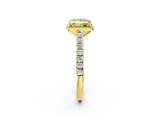 Yellow gold Fancy Yellow Princess  Cut Halo Diamond Engagement Ring with Pave Band and Four-Prong Setting_2