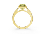 Yellow gold Fancy Yellow Princess  Cut Halo Diamond Engagement Ring with Pave Band and Four-Prong Setting_3