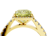 Yellow gold Fancy Yellow Princess  Cut Halo Diamond Engagement Ring with Pave Band and Four-Prong Setting_4