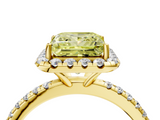 Yellow gold Fancy Yellow Princess  Cut Halo Diamond Engagement Ring with Pave Band and Four-Prong Setting_4