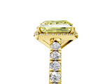 Yellow gold Fancy Yellow Princess  Cut Halo Diamond Engagement Ring with Pave Band and Four-Prong Setting_5