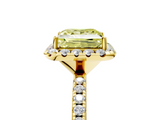 Yellow gold Fancy Yellow Princess  Cut Halo Diamond Engagement Ring with Pave Band and Four-Prong Setting_5