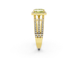 Yellow gold Fancy Yellow Princess  Cut Halo Diamond Engagement Ring with Split Shank and Four-Prong Setting_2