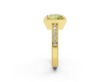 Yellow gold Fancy Yellow Princess  Cut Halo Diamond Pave Band Ring with Four-Prong Setting_2