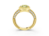 Yellow gold Fancy Yellow Princess  Cut Halo Diamond Pave Band Ring with Four-Prong Setting_3