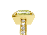Yellow gold Fancy Yellow Princess  Cut Halo Diamond Pave Band Ring with Four-Prong Setting_5