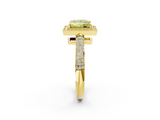 Yellow gold Fancy Yellow Princess  Cut Halo Diamond Pave Band with Four-Prong Setting_2