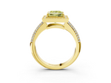 Yellow gold Fancy Yellow Princess  Cut Halo Diamond Pave Band with Four-Prong Setting_3