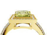 Yellow gold Fancy Yellow Princess  Cut Halo Diamond Pave Band with Four-Prong Setting_4