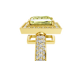 Yellow gold Fancy Yellow Princess  Cut Halo Diamond Pave Band with Four-Prong Setting_5