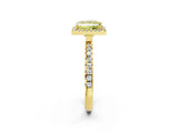 Yellow gold Fancy Yellow Princess Cut Halo Diamond Pave Band with Prong Setting_2