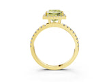 Yellow gold Fancy Yellow Princess Cut Halo Diamond Pave Band with Prong Setting_3