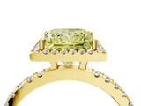 Yellow gold Fancy Yellow Princess Cut Halo Diamond Pave Band with Prong Setting_4