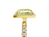 Yellow gold Fancy Yellow Princess Cut Halo Diamond Pave Band with Prong Setting_5