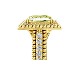 Yellow gold Fancy Yellow Princess Cut Halo Diamond Ring with Beaded Split Shank and Four-Prong Setting_5