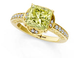 Yellow gold Fancy Yellow Princess  Cut Halo Diamond Ring with Channel Set Band and Four-Prong Setting_31