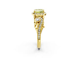 Yellow gold Fancy Yellow Princess Cut Halo Diamond Ring with Milgrain and Bezel Accents on a Split Shank Band_14