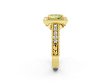 Yellow gold Fancy Yellow Princess  Cut Halo Diamond Ring with Pavé Band and Four-Prong Setting_30