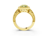 Yellow gold Fancy Yellow Princess  Cut Halo Diamond Ring with Pavé Band and Four-Prong Setting_31