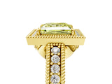 Yellow gold Fancy Yellow Princess  Cut Halo Diamond Ring with Pavé Band and Four-Prong Setting_33