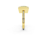 Yellow gold Fancy Yellow Princess  Cut Halo Diamond Ring with Pavé Band and Milgrain Prong Setting_34