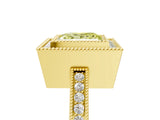 Yellow gold Fancy Yellow Princess  Cut Halo Diamond Ring with Pavé Band and Milgrain Prong Setting_37