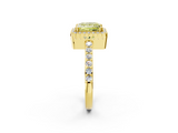 Yellow gold Fancy Yellow Princess  Cut Halo Diamond Ring with Pave Band and Four-Prong Setting_2