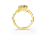 Yellow gold Fancy Yellow Princess  Cut Halo Diamond Ring with Pave Band and Four-Prong Setting_3