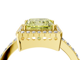 Yellow gold Fancy Yellow Princess  Cut Halo Diamond Ring with Pave Band and Four-Prong Setting_4