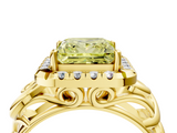 Yellow gold Fancy Yellow Princess  Cut Halo Diamond Ring with Scrollwork Band and Four-Prong Setting_4