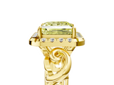 Yellow gold Fancy Yellow Princess  Cut Halo Diamond Ring with Scrollwork Band and Four-Prong Setting_5