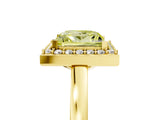 Yellow gold Fancy Yellow Princess Cut Halo Diamond Ring with Solitaire Band and Prong Setting_5