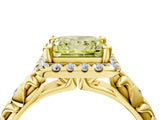 Yellow gold Fancy Yellow Princess Cut Halo Diamond Solitaire with Filigree Band and Four-Prong Setting_16
