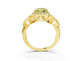 Yellow gold Fancy Yellow Princess Cut Halo Diamond Split Shank Engagement Ring with Four-Prong Setting_3