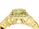 Yellow gold Fancy Yellow Princess Cut Halo Diamond Split Shank Engagement Ring with Four-Prong Setting_4