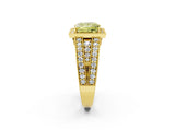 Yellow gold Fancy Yellow Princess Cut Halo Diamond Split Shank Ring with Prong Setting_2