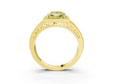 Yellow gold Fancy Yellow Princess Cut Halo Diamond Split Shank Ring with Prong Setting_3