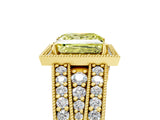 Yellow gold Fancy Yellow Princess Cut Halo Diamond Split Shank Ring with Prong Setting_5