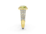 Yellow gold Fancy Yellow Princess Cut Halo Pavé Diamond Engagement Ring with Split Shank and Four-Prong Setting_5