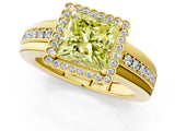 Yellow gold Fancy Yellow Princess  Cut Halo Pave Band Four-Prong Ring_35