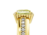 Yellow gold Fancy Yellow Princess  Cut Halo Pave Band Four-Prong Ring_39