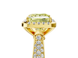 Yellow gold Fancy Yellow Princess  Cut Halo Pave Band Four-Prong Setting Ring_5
