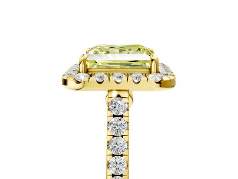 Yellow gold Fancy Yellow Princess Cut Halo Pave Diamond Engagement Ring with Four-Prong Setting_5